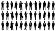 © 21graphic - Business People Silhouettes Collection - Corporate Professionals in Formal Attire, Black and White Vector Set