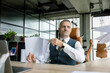 © be free - Overworked business manager has failure. Mature businessman with paperwork. Serious businessman in office. Businessman with paperwork. Business man feel serious and overworked. Business problem