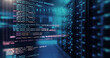 © dwi - Abstract view of a server room with illuminated servers and digital data streams. Represents technology, data management, and cybersecurity concepts.