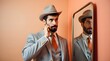 © Peter - Man in a suit and hat talking on the phone, confident executive call conversation dialogue, professional urban businessman lifestyle look