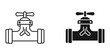 © FahimStock - Water valve icon in outline and solid black on white background for plumbing and industry concepts