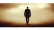 © Longo - Solitary Figure Walking Through a Hazy Landscape