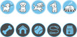 © DesignVirtuoso - Cute cartoon puppy characters depicted in various playful activities alongside essential pet care icons for modern digital design projects today