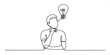 © Ranjona Vector Art - Continuous single line drawing of a man thinking with a light bulb idea Vector, illustration