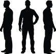 © GK390 - Three male silhouettes side and front views isolated on white background for design