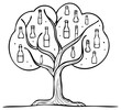 © Kateryna Hurzenkova - Simple line drawing of a tree growing various empty bottles as fruit on its branches