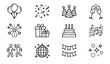 © Mehedi - Party and celebration line icon set editable stroke vector EPS transparent background