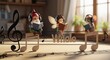 © hafiz - Whimsical gnomes and fairy sitting on musical notes staff.