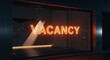© Abdul - Illuminated neon sign that reads 'VACANCY' in a modern, empty commercial space with dramatic lighting