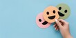 © Ruhela - Smiling girl holding smiley face cute cartoon illustration with teddy bear love heart and birthday card design