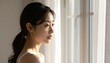 © pumpupin - 朝の洗顔後・素肌の美容とナチュラルな健康美 / Japanese Young Woman Morning Skincare Routine — Fresh No-Makeup Glowing Skin, Natural Beauty, Wellness Lifestyle, Clean Skincare Concept, Soft Morning Light, Ultra-Realistic Ci
