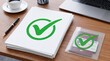© Nashihal - Approved documents with checkmark icon representing completed paperwork and verification documents checkmark approval