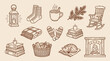 © KN collection - Cozy Winter Elements Collection: A warm and inviting illustration of various items associated with comfort and relaxation during the cold season.