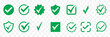 © BEST TOP CRAFT - Check tick mark icon set. Cross box x check mark checkbox list vector draw hand drawn sketch doodle brush marker checklist symbol wrong right circle. hand drawn, grunge X sign. Green checkmark set.