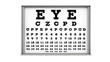 © Pixel - Professional ophthalmology eye examination chart for vision testing optical healthcare clinic diagnostics and eyesight evaluation on white background