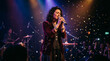 © Muhammad - Talented Woman Musician Singing on Stage in Creative Fashion with Dramatic Lighting