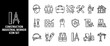 © Abir Creative Studio - Construction and industrial worker line icon set with tools, safety equipment, and machinery