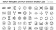 © MDShahin - Input process output system workflow icon set in minimal outline style for data processing, automation, and software interface design