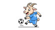 © kinan - Cartoon Goat Playing Soccer - Funny Animal Athlete Kicking Football