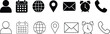 © Rakibul - Collection of various communication and navigation icons on white background. Set of Email, Phone, Location, Time, Clock, Date, Calendar icons, vector illustration