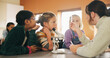 © peopleimages.com - Education, science and test tube with children in classroom for development or learning. Experiment, microscope and sample with teacher speaking to student kids at school for research or study