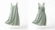 © velion mockup studio - Lightweight mint green linen sleeveless midi dress with crisscross back straps, perfect for summer outings and vacations
