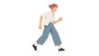 © Aura Pixels - Young Woman Running with Determination in Casual Outfit Against White Background