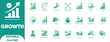 © ICONYX - Growth icon set. advancement, chart, evolution, gain, graph, improvement, increase, performance, profit, illustration, and solid icons.