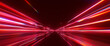 © Ilia_Levchenko - Cinematic high speed neon light trails background. Abstract futuristic digital tunnel with red and orange glowing laser lines. Fast motion blur or hyperspace jump concept. 3D concept render
