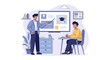 © Sohail - Professional teacher explaining academic concepts to a diligent student during a classroom session in this colorful flat vector style image