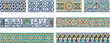 © Simmi8729 - Traditional Islamic geometric border pattern set with colorful Moroccan arabesque mosaic tile ribbons vector