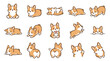 © Banana Milk - Collection of cute cartoon corgi dogs in various playful poses and expressions, perfect for stickers and illustrations.