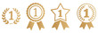 © ARIF AHMED 02 - No 1 gold logo icons showcasing luxury golden badges, winner emblems, and first place award symbols isolated on transparent background. Vector illustration.