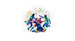 © MST - Team celebrating victory in colorful sports moment