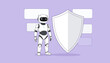 © MuhammadHaris - AI robot guardian safeguarding digital information with a shield icon against cyber threats and data breaches