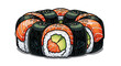 © Sethumi - Delicious salmon sushi rolls with rice and avocado filling