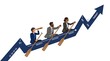 © Nada - Business Team Rowing on Growth Arrow Chart for Financial Strategy Concept