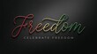 © Arko - Freedom typography design with red, yellow, and green gradient colors on a dark background