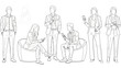 © Digital Dunya - Vector Business Professional Illustration Modern Workplace Communication Smartphone Interaction Formal Attire Team Collaboration Design Pack