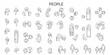 © JIm Studio - CAD people top view silhouettes vector illustration. Architecture floor plan figures, human scale symbols, interior design technical drawing