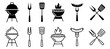 © Carpe Diem - Barbecue grill and cooking utensil icon set with outline and glyph styles. Editable stroke food preparation symbols for outdoor grilling and barbecue concepts. Grill, barbecue, cooking, food, kitchen
