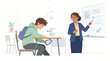 © narastockimages - Student distracted by mobile device in classroom while teacher explains lesson on whiteboard