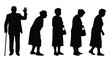 © Eman - Detailed black silhouette vector illustration showing various elderly people standing and walking in distinct poses