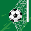© Elia - Soccer ball stuck in the net of a goal post vector illustration