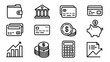 © Anam11 - A black business and finance icons set featuring vector symbols for bank, money, calculator, computer, and web internet signs
