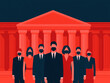 © Wonderful Studio - Government politician parliament election pandemic economic crisis leadership Government officials wearing face mask outside parliament during