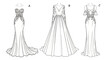 © Okik - Detailed drawings of evening gowns.