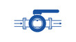 © tuwir - Ball Valve Icon with Flow Arrows, Blue on White Background