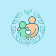 © Lestari - A simple illustration of two people embracing inside a leaf wreath