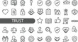 © Mouaad - Trust icon set. Containing confidence, credibility, promise, trustworthiness, friends, truth, . Editable line icons. Vector illustration.